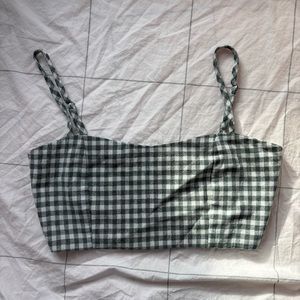 Brandy Melville Cropped Gingham Tank Top Cami Sweetheart Neckline